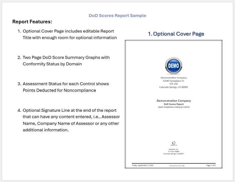 DoD Scores Report
