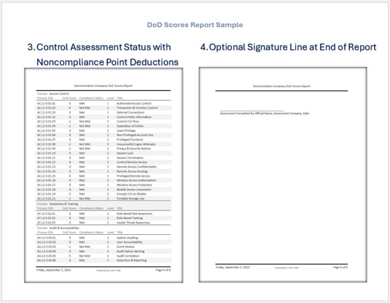 DoD Scores Report Assessment